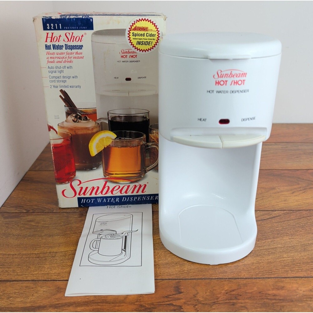Vintage Sunbeam Hot Shot Hot Water Dispenser 3211 White Tested Works Great w/Box